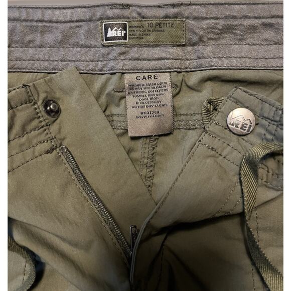 Rei Pants Womens 10 Petite Green Nylon Lightweight Cargo Rollup Hiking Camping - Picture 6 of 11
